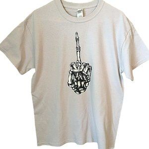 T Shirt Skeleton Bone Finger Flipping Bird F U Unisex Standard Large NEW NWOT